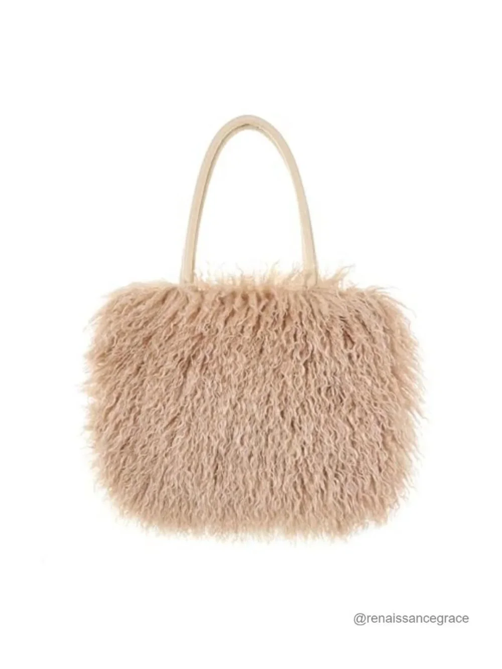 Women's Fuzzy Tote Bag Curly Handbag Furry Shoulder Bag Large Plush Top Handle
